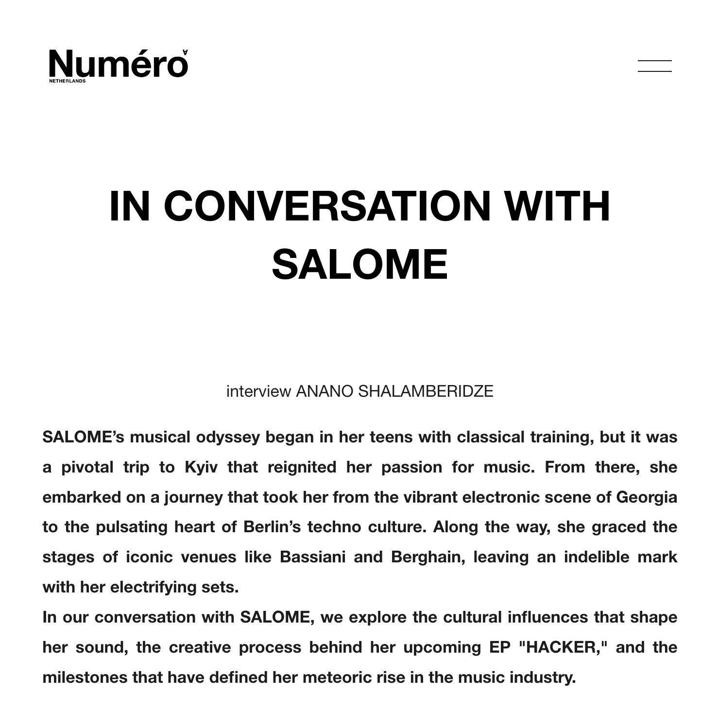 NUMERO NETHERLANDS FEATURE